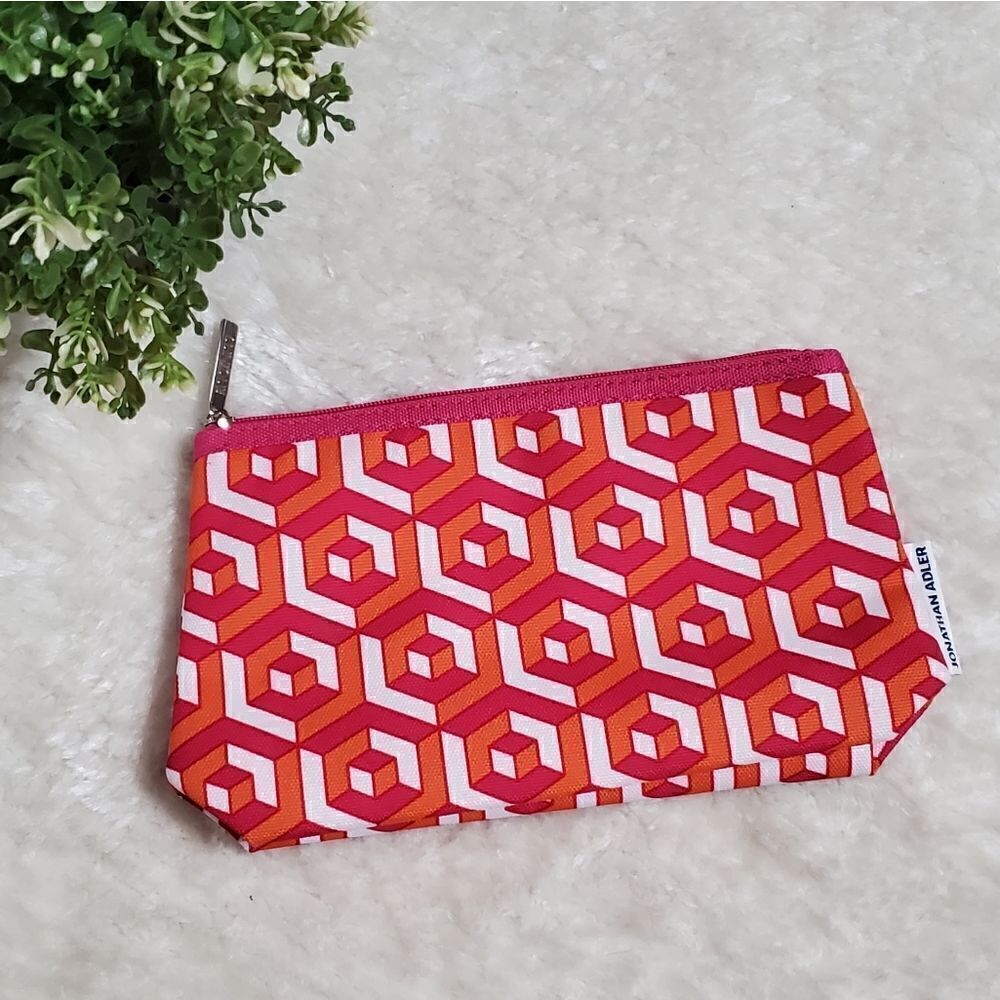 Jonathan Adler for Clinique Pink and Orange Geometric Cosmetic Bag
